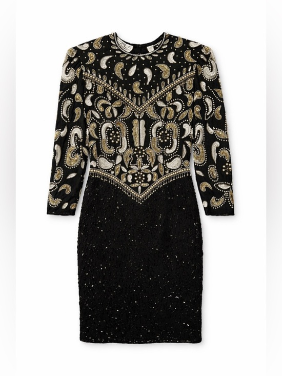 Scala Dresses & Skirts - Scala Black Beaded Pearl Sequin Dress Size S